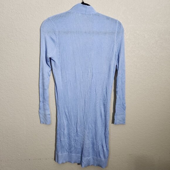 Loft Cardigan Sweater XS Light Blue Open Front Long Cabincore - Picture 4 of 11